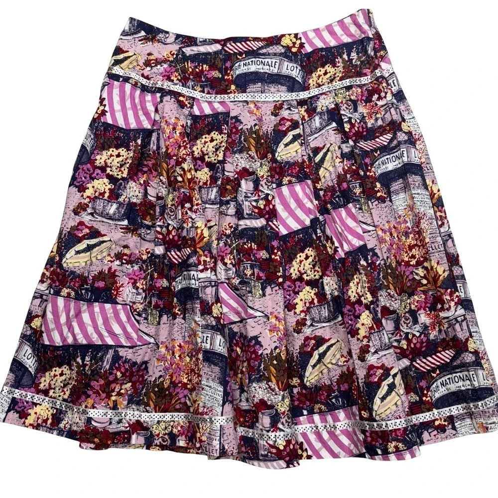 Autograph Pleated Skirt Womens 6 Novelty Print Eclectic Boho